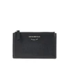 grained leather card holder with logo