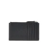 grained leather card holder with logo