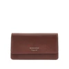 grained leather clutch with chain