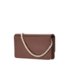 grained leather clutch with chain