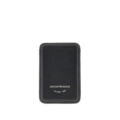 grained leather magnetic card holder