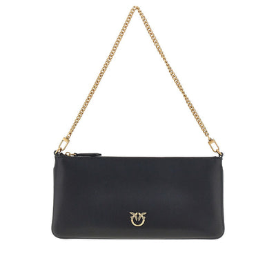 leather flat pouch with chain