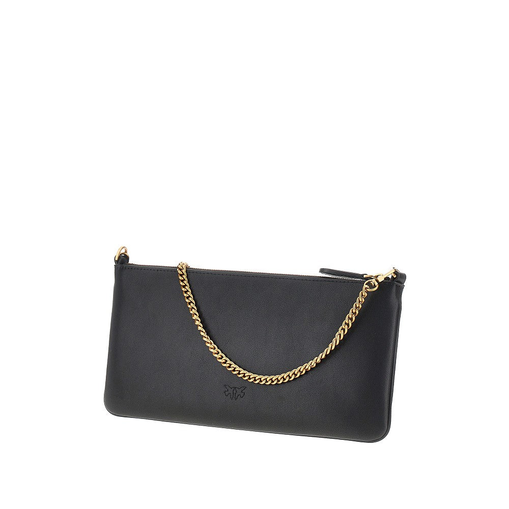 PINKO OS leather flat pouch with chain