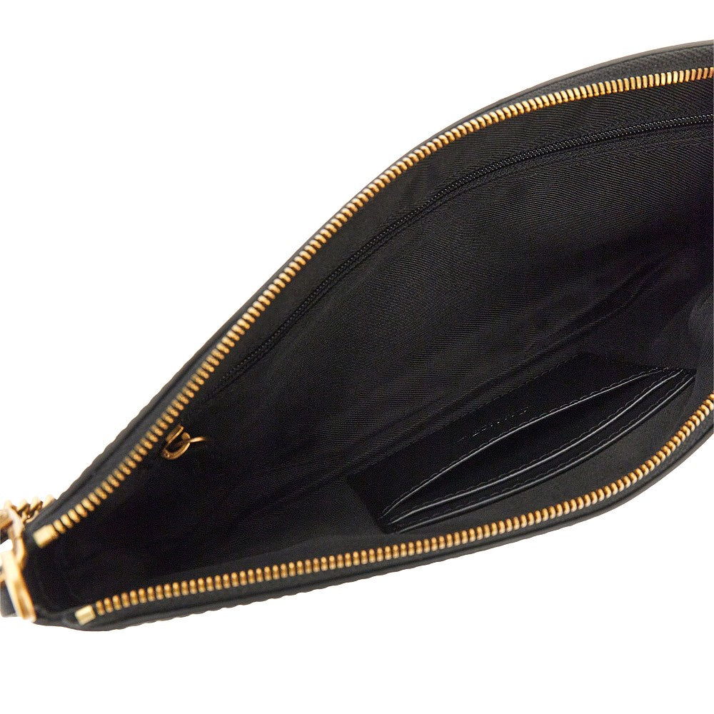 leather flat pouch with chain