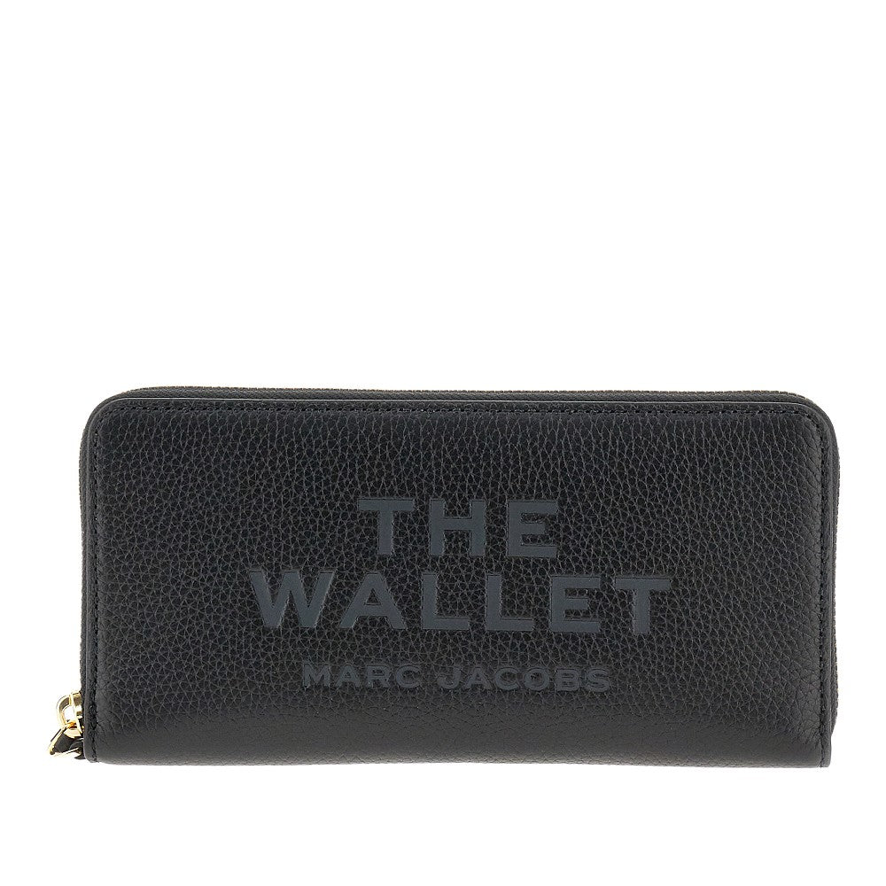 grained leather zip-around wallet