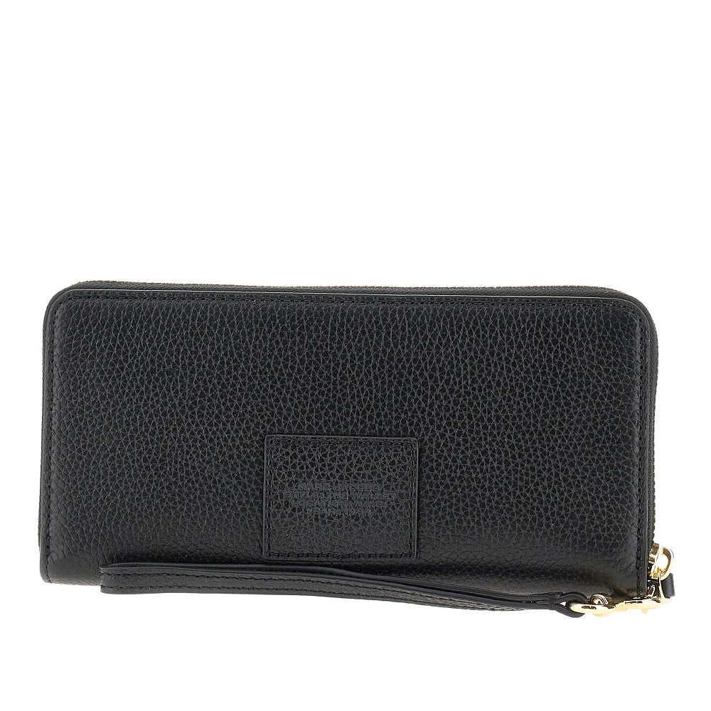 grained leather zip-around wallet