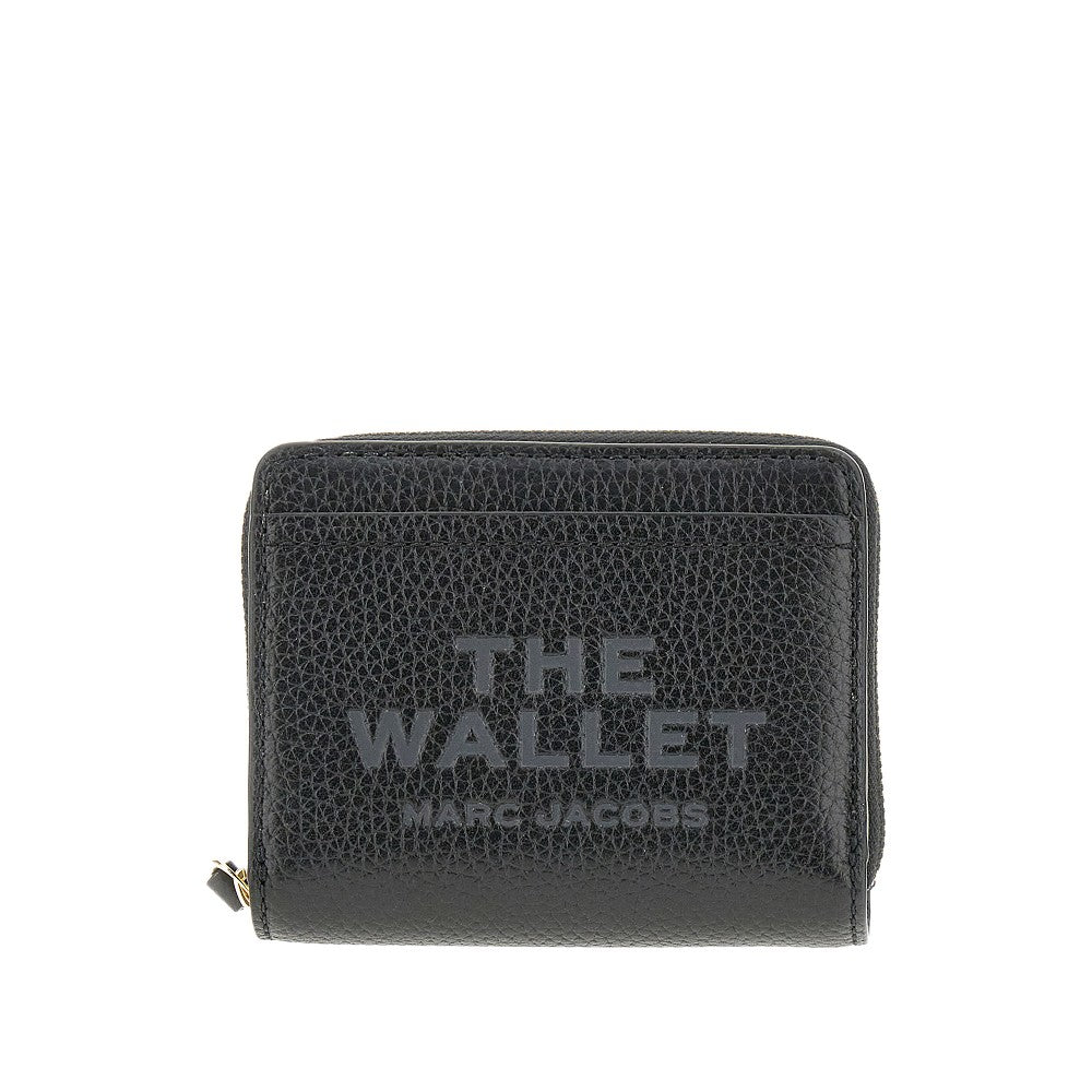 grained leather mini compact wallet