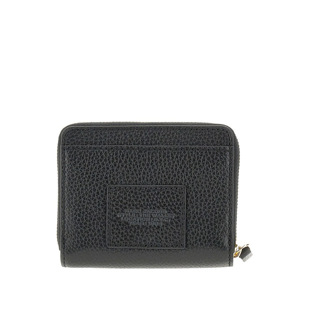 grained leather mini compact wallet