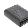 grained leather mini compact wallet