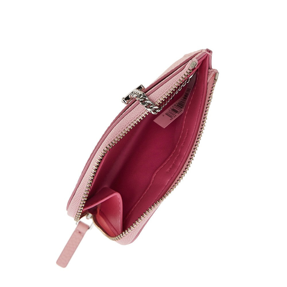 grained leather zip wallet