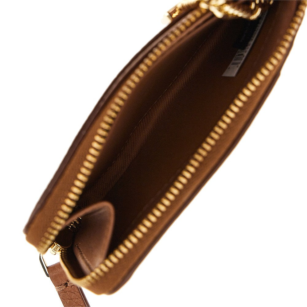 grained leather zip wallet