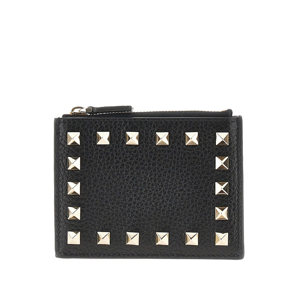 rockstud grained leather coin purse