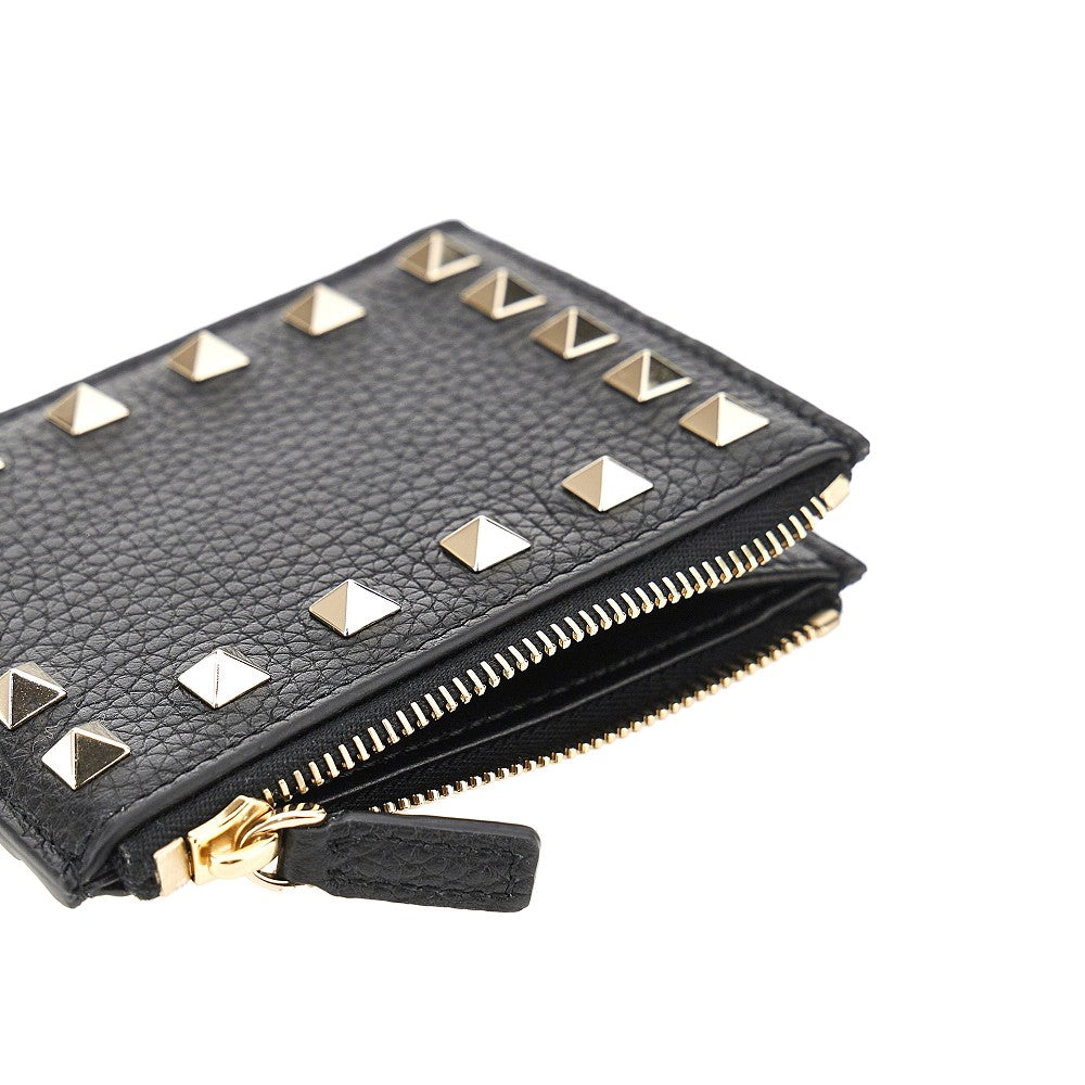 rockstud grained leather coin purse