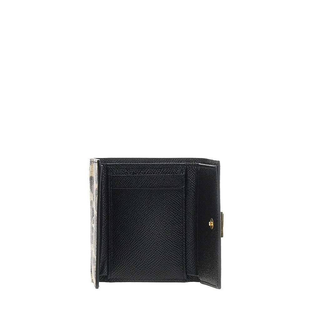 leopard-print leather french flap wallet