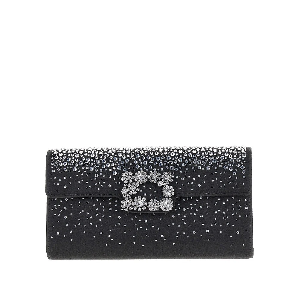 efflorescence satin pouch with rhinestones