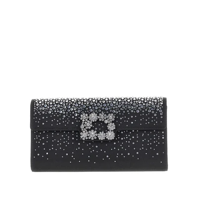 efflorescence satin pouch with rhinestones