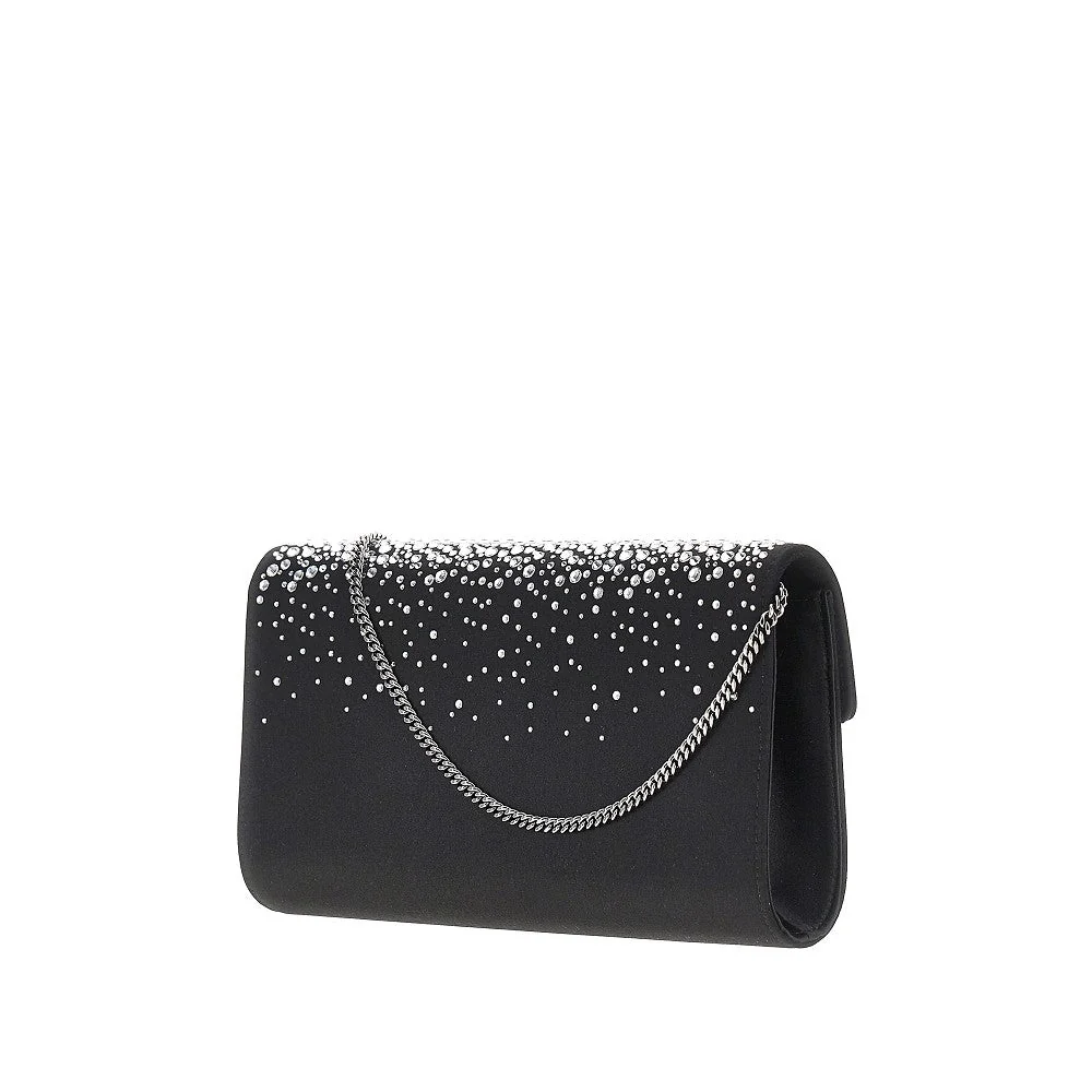 efflorescence satin pouch with rhinestones