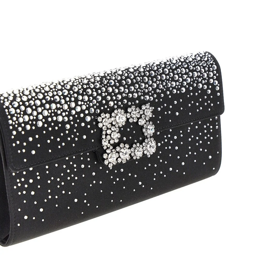 efflorescence satin pouch with rhinestones