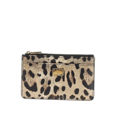 leopard-print leather cardholder pouch