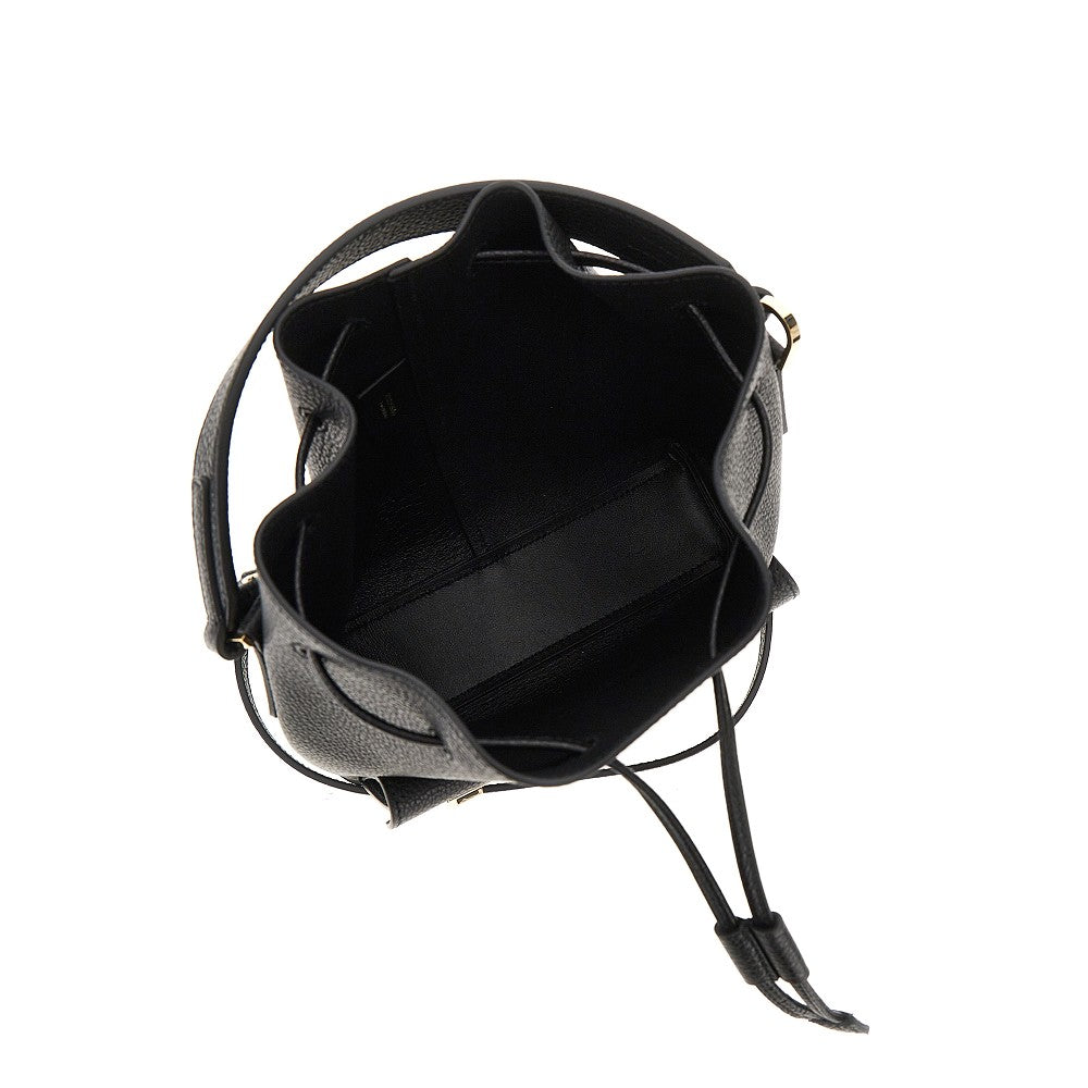 grained leather multipocket bucket bag