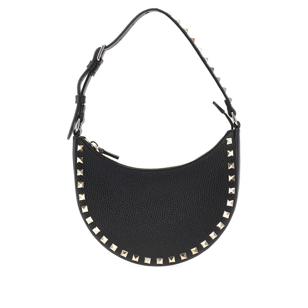 grain leather mini rockstud hobo bag