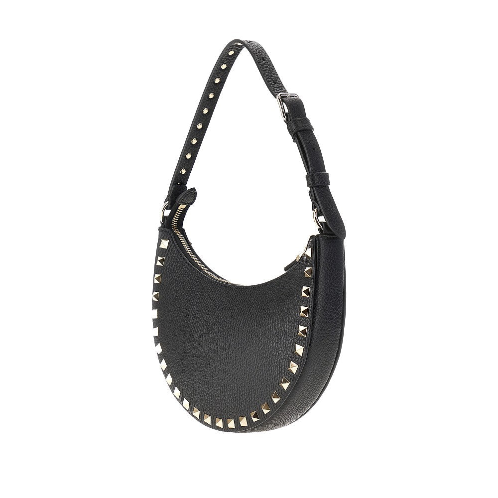 grain leather mini rockstud hobo bag